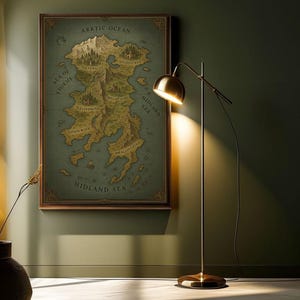 Vintage Fantasy Map Poster | Digital Download | Medieval Adventure Wall Art | DnD World Map | Printable Fantasy Decor