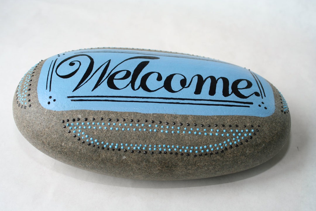 Hand Painted Rock Door Stop Etsy
