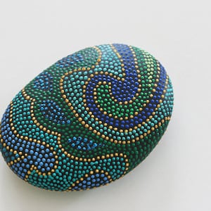 Ocean Swirl Handpainted Ocean Rock