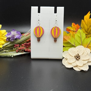 Hand Painted Wood Earrings Hot Air Balloons