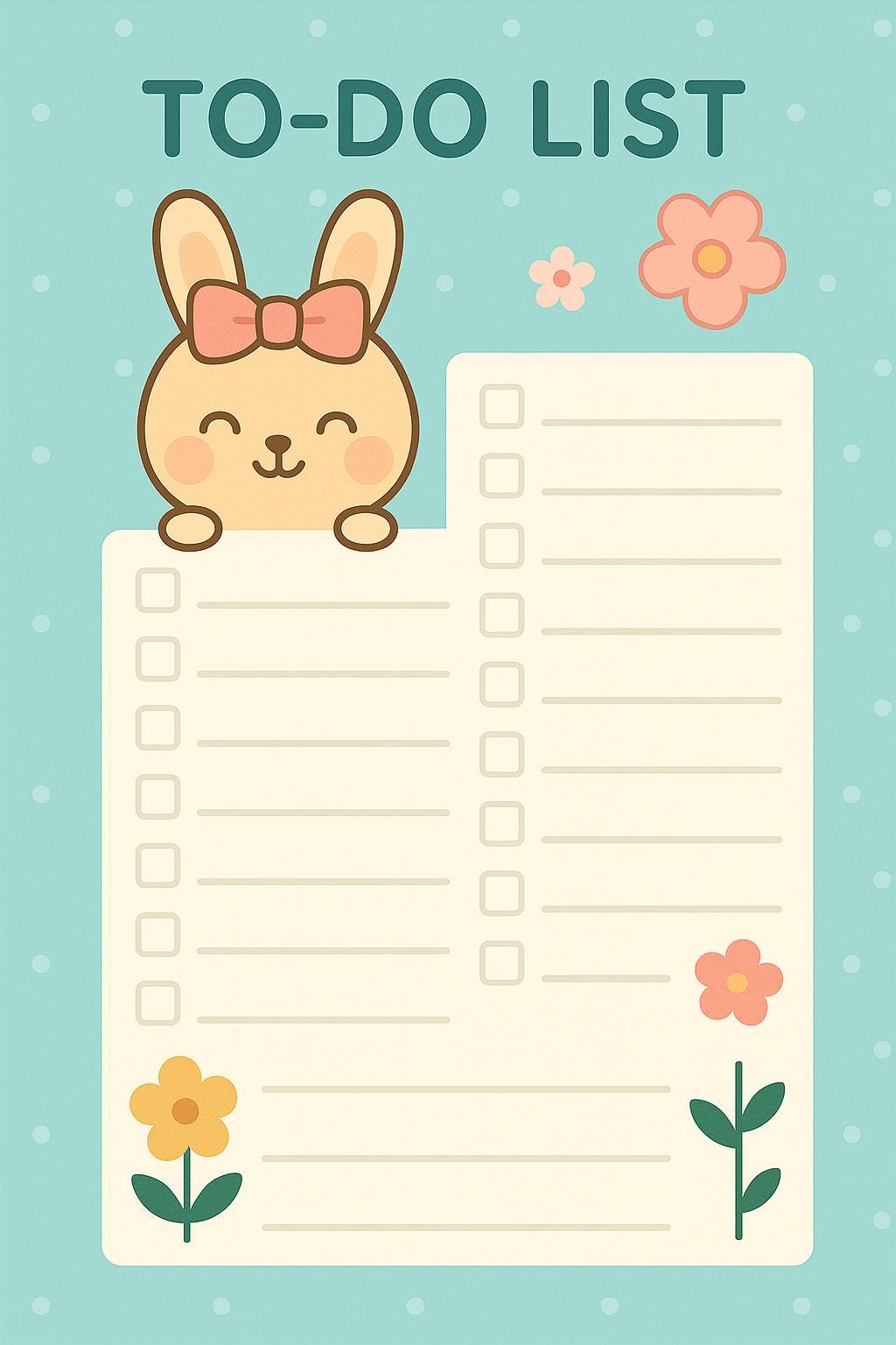 Kawaii To-do List Set – 5 Cute Printable A4 PNG Planner Pages | Bunny ...