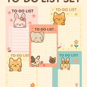 Kawaii To-do List Set – 5 Cute Printable A4 PNG Planner Pages | Bunny ...