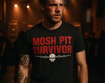 Mosh Pit Survivor Tee: Unisex Konzert-T-Shirt aus schwerer Baumwolle