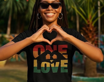 Rasta Vibe 'One Love' Cotton Tee: Festival & Casual Wear