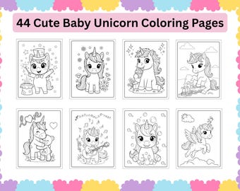 Cute Baby Unicorn Coloring Book for Kids Ages 3+ | Digital Download | Instant Magical Unicorn Coloring Pages | Fun Activity for Girls & Boys