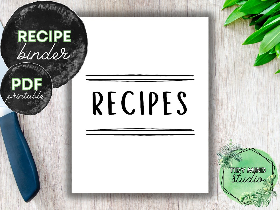 Printable Recipe Binder Pages Cover Pages for Recipe Book & Etsy