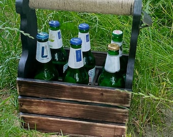 Custom Wood beer caddy gift Six pack beer crate Personalised groomsman gift Best man Usher Fathers Day gift Teacher Retirement Gifts for him