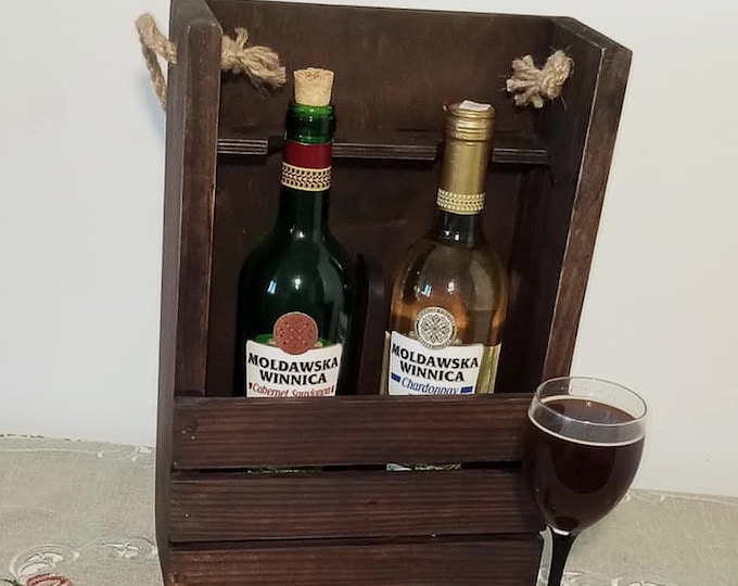 Wine box / Rustic wine box / birthday gift / wedding anniversary / engagement gift, love gift / Walnut color