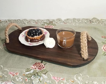 Wooden Tray / Wooden Tray with Handles/ Handmade Decorative / Pinewood Serving Tray / Home Decor Centerpiece Gift / Rustic Decor
