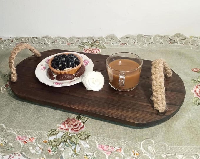 Wooden Tray / Wooden Tray with Handles/ Handmade Decorative / Pinewood Serving Tray / Home Decor Centerpiece Gift / Rustic Decor