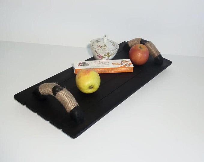 Wooden Tray with Handles | Handmade Decorative Pinewood Serving Tray | Home Decor Centerpiece Gift | Rustic Decor