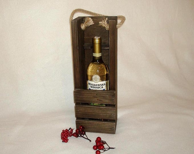 Wine box / Rustic wine box / birthday gift / wedding anniversary / engagement gift, love gift //// Dark walnut color