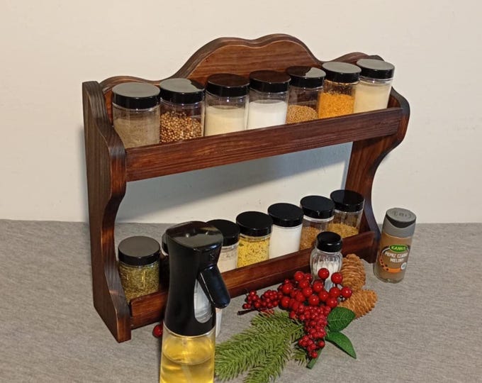 Wooden spice rack Kitchen shelf Spice rack