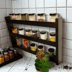 Wooden spice rack Kitchen shelf Spice rack