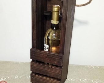 Wine box / Rustic wine box / birthday gift / wedding anniversary / engagement gift, love gift //// Dark walnut color