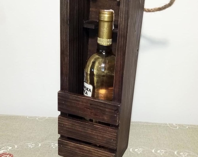Wine box / Rustic wine box / birthday gift / wedding anniversary / engagement gift, love gift //// Dark walnut color
