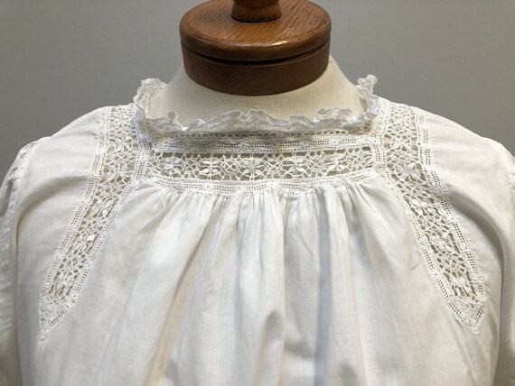 Antique Victorian/Edwardian Cotton Nightgown,  He… - image 1