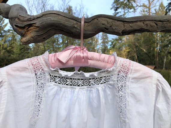 Antique Victorian/Edwardian Cotton Nightgown,  He… - image 3