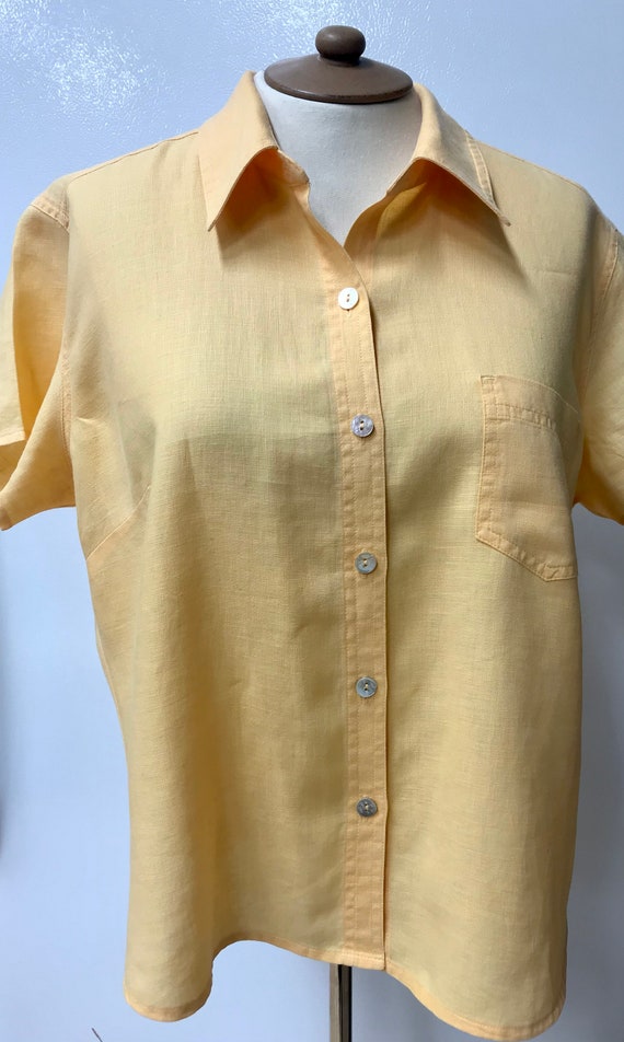 Peach Blush Linen Blouse Vintage 90s 