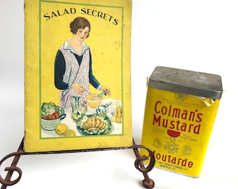 KEENS Mustard Containers 4oz 113g Vintage Kitchen Decor Great Advertising Graphics Yellow Red