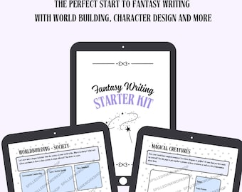 Fantasy Worldbuilding & Writing Kit PDF | Character Building, Magic System, Quest Templates | Printable Planner for Writers