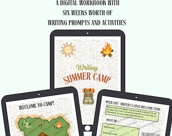 Creative Writing Summer Camp - Writing Prompts Book – 6-Week Guided Workbook | Printable PDF, Writing Retreat With Prompts