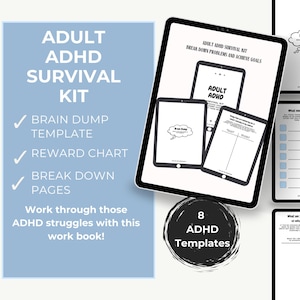 Adult ADHD Planner| ADHD Survival Kit Printable Executive Dysfunction and Burn Out