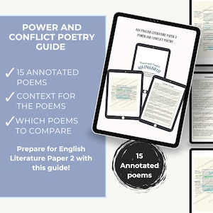 AQA GCSE Power and Conflict Poetry Grade 9 Revision Guide| 15 Annotated poems! (PDF)