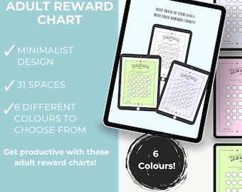 Adult Reward Chart ADHD | Habit Tracker • Monthly Motivation Sticker Chart PDF • Digital Download