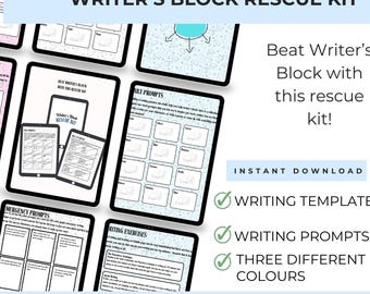 Writer's Block Rescue Kit: Writing Prompts, Mind Maps (Printable PDF Download)
