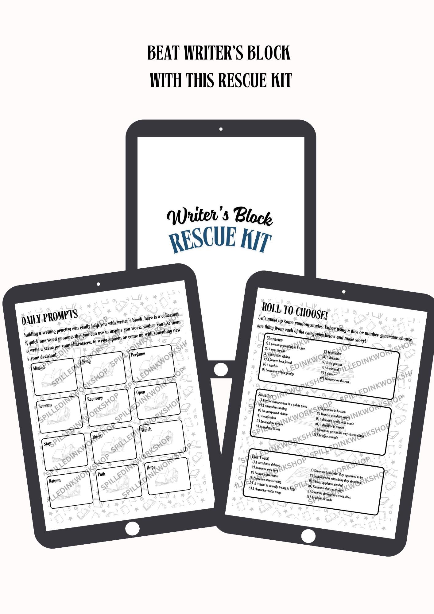 Writer’s Block Kit – Printable Rescue Kit for Creatives | Prompts, Mindset, Tools | Instant PDF