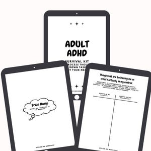 Kit de supervivencia para adultos con TDAH (imprimible) / Hoja de trabajo para vaciar la mente / Ayuda para la disfunción ejecutiva