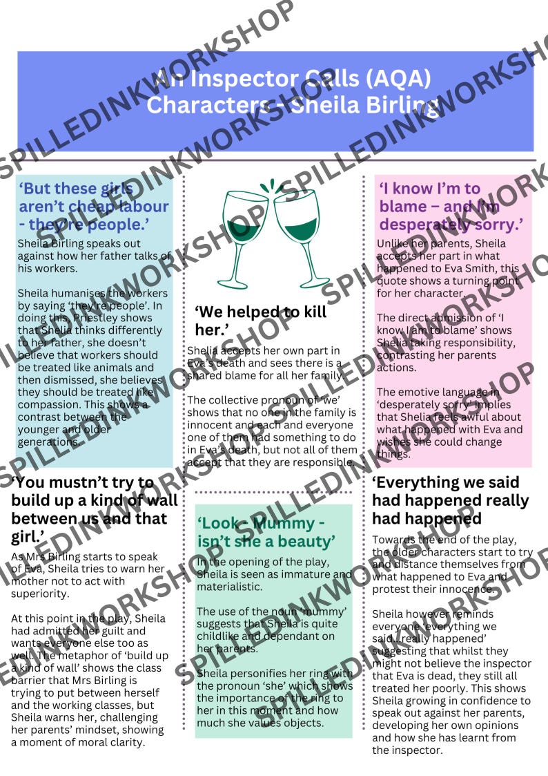 An Inspector Calls Key Quotes Revision Guide | Character Analysis