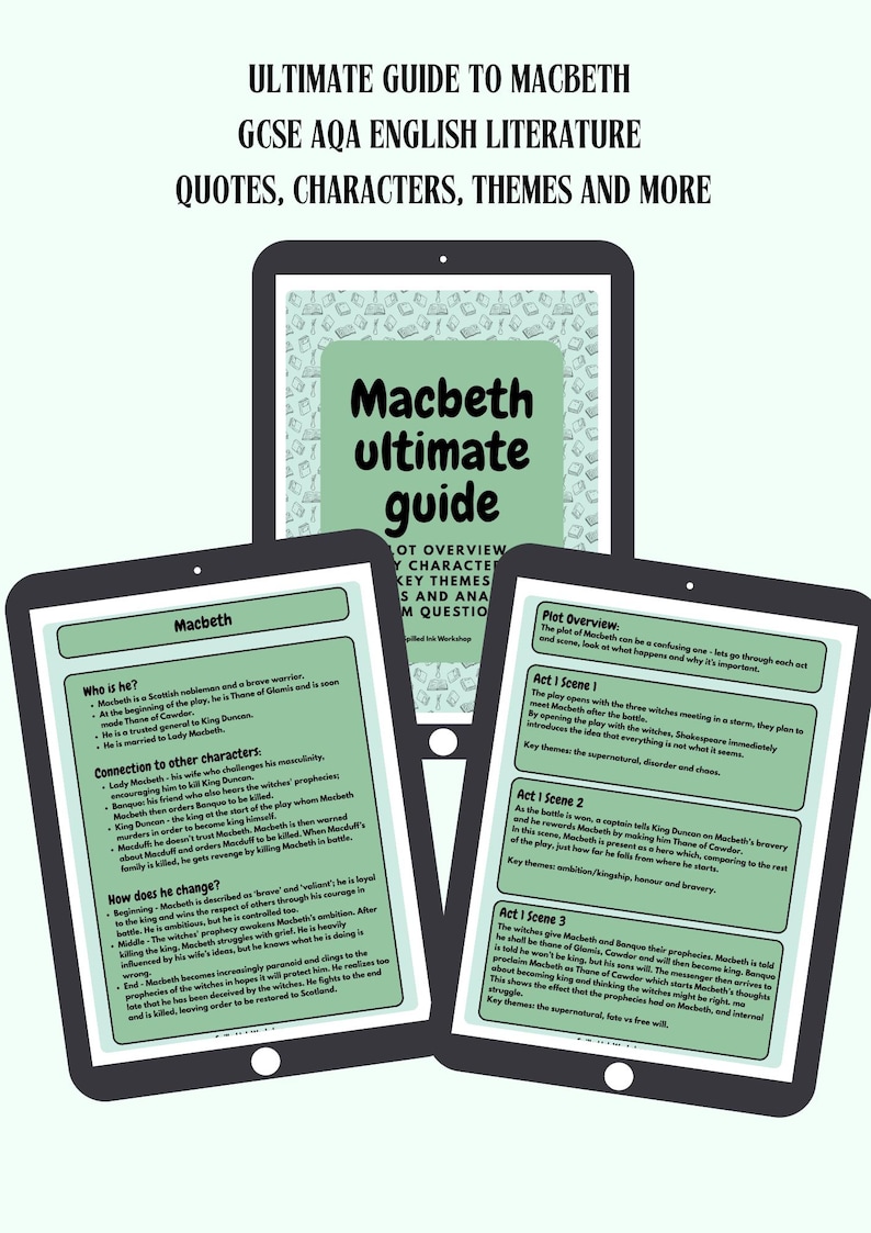 Gcse Mathbeth Revision GCSE Macbeth Revision Pack - Ultimate Guide | Quotes, Themes & Model ...