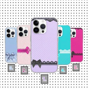 Kawaii Polka Dot Lace Bow Clear Phone Cases | Feminine Cute Design, Gift For Her