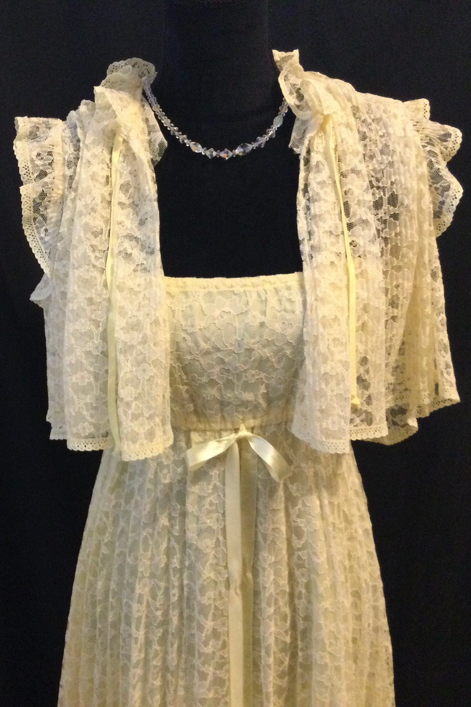 Vintage Yellow Lace Dress With Bolero Empire Waist Bridal | Etsy