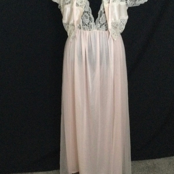 Vintage Peignoir Set Pink Nylon Undercover Wear Size 1X