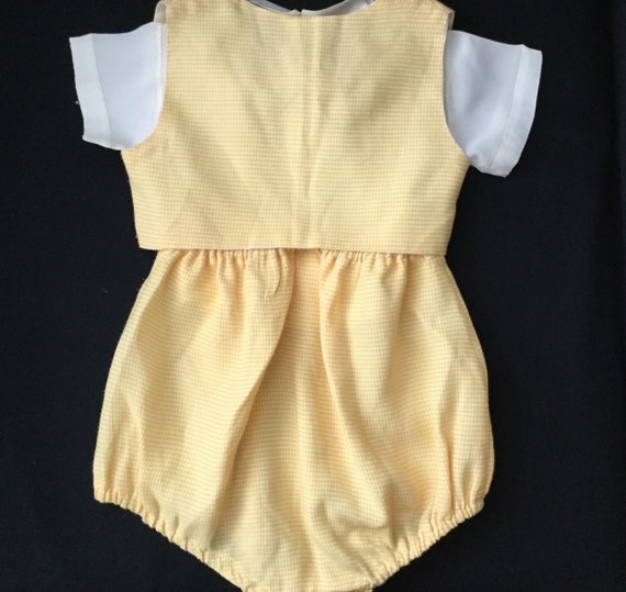 Vintage Little Angel Baby Boy 3 Piece Yellow Ging… - image 2