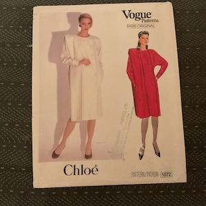 Vogue 1072 Paris Original Chloe Dress , Uncut Factory Folded , Size 14