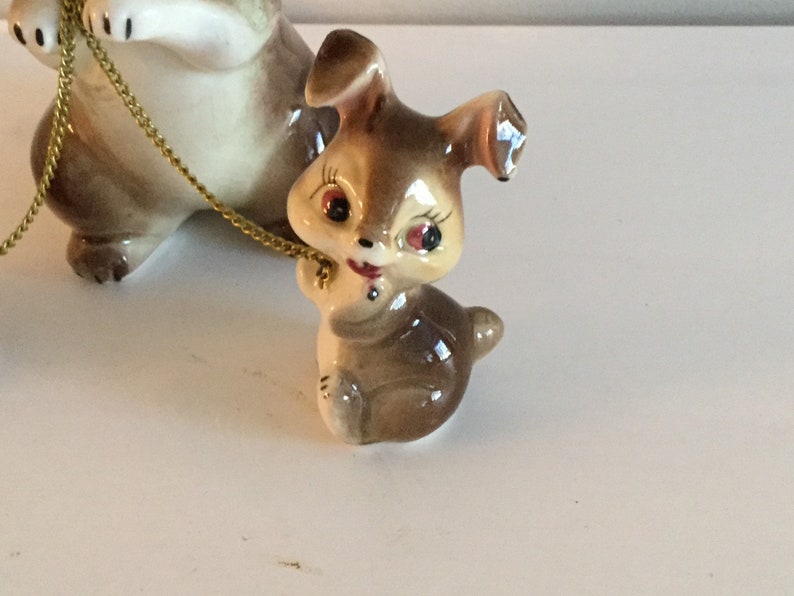 Vintage Bunny Rabbit Family Ornament Japan