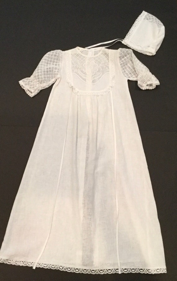 Vintage Long White Tie Back Christening Dress With