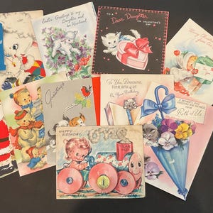 Cartes de voeux vintage usagées / Créations manuelles / Éphémères