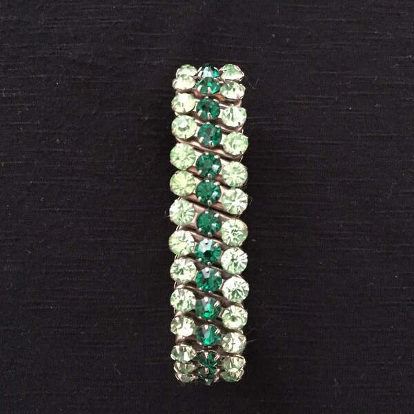 Vintage  Rhinestone Expansion Bracelet Peridot & Emerald Green 1950s Jewelry