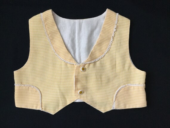 Vintage Little Angel Baby Boy 3 Piece Yellow Ging… - image 8