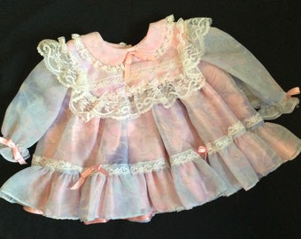 Vintage Baby Dress Size 12 Months /Gavette Quebec Canada