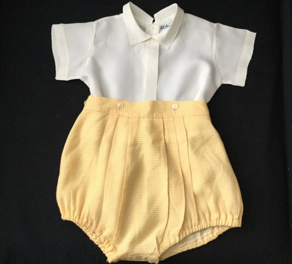 Vintage Little Angel Baby Boy 3 Piece Yellow Ging… - image 4