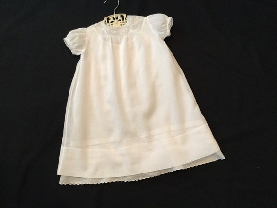 Vintage Soft White Cotton Bastiste Christening Bab
