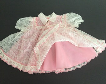 Vintage Baby Girl  Dress  White Lace And Light Pink Cotton Attached Lining FREE SHIPPING