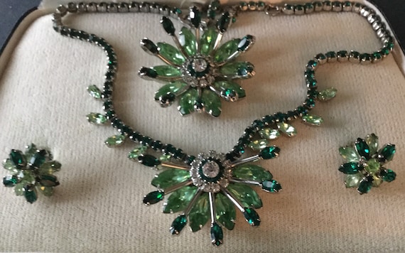 Three Piece Signed Sherman Water Lily Jewelry Set