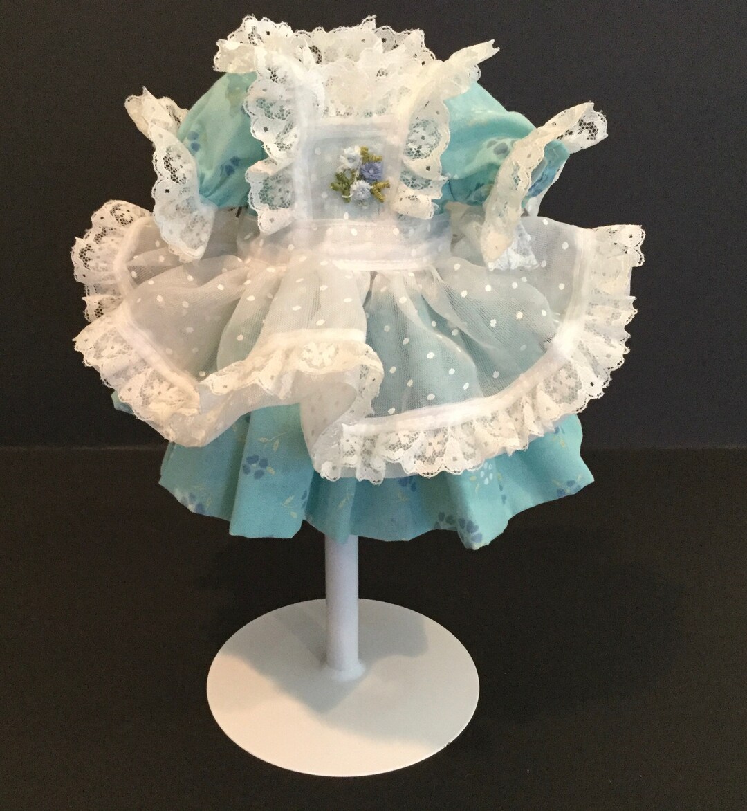 Vintage Handmade Doll Dress With Pinafore and Matching Panties , Fits 6